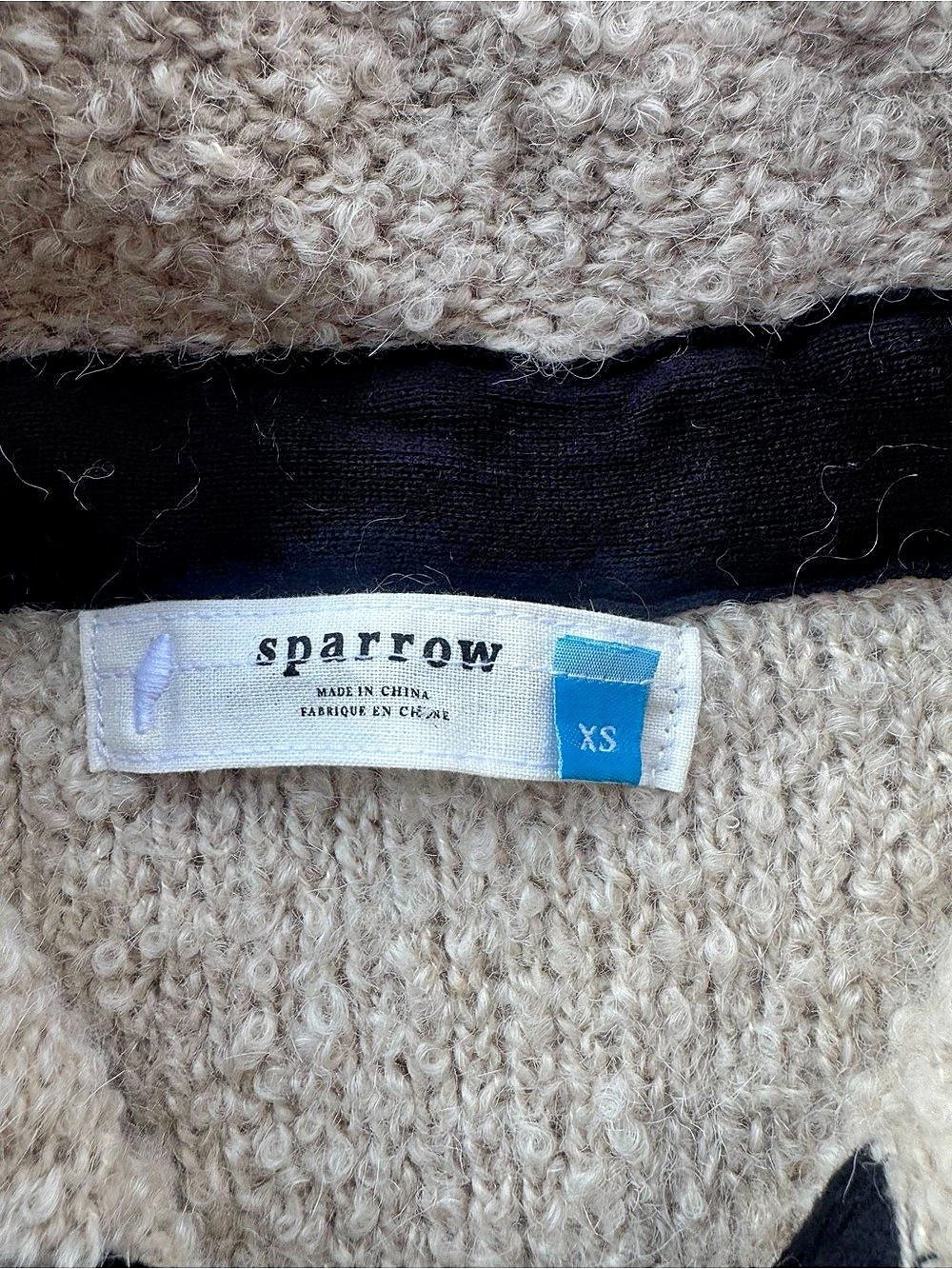 Anthropologie Sparrow Bouclé Wool Mohair Colorblock Sweater Jacket XS - Picture 4 of 12